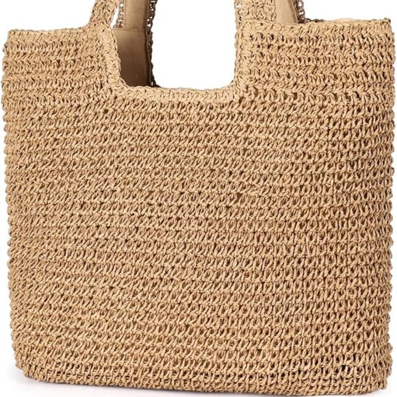 Straw Beach Bag, Women Tote Bag Woven Shoulder Bag - Picture 3 of 7